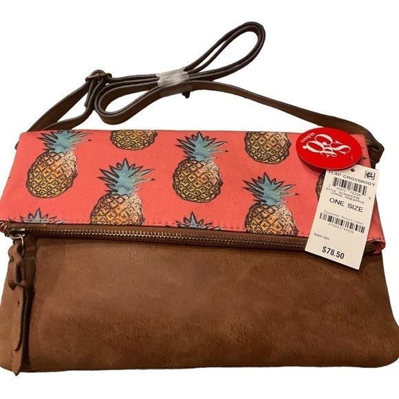 Style & Co. Handbags - STYLE & CO FLAP CROSSBODY CORAL PINEAPPLE NWT